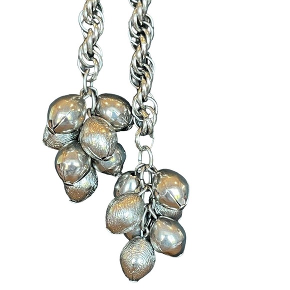 Vintage Chunky Rope Lariat Bolo Silver Tone Necklace Tassel Beads 28" Length - Picture 2 of 7